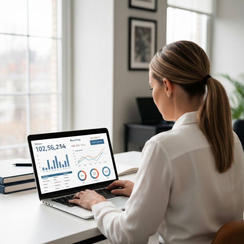 Salon owner reviewing business analytics and revenue data